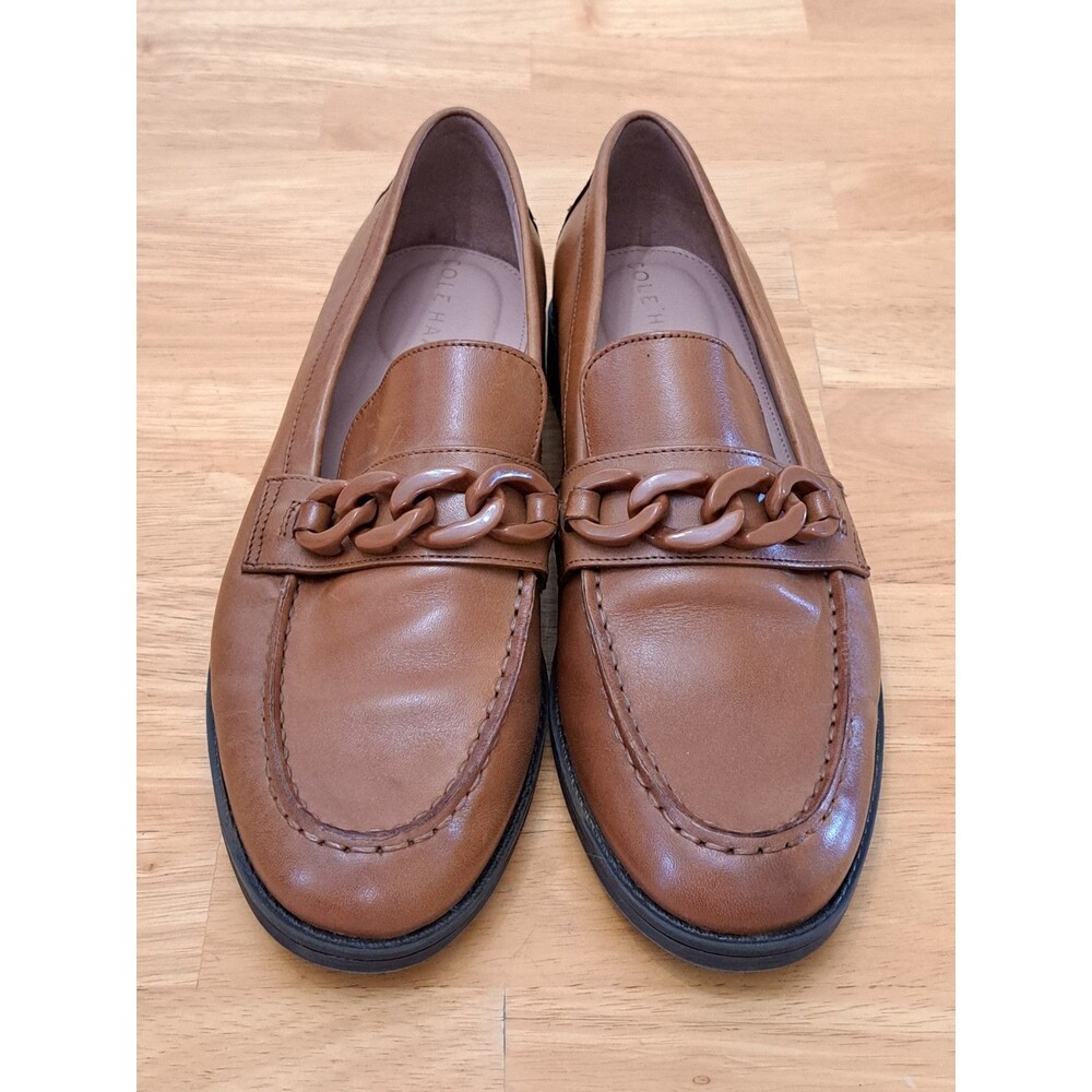 Cole Haan Stassi Chain Slip On Loafers Womens Brown Flats W27245 Size 7 B